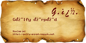 Gálfy Árpád névjegykártya